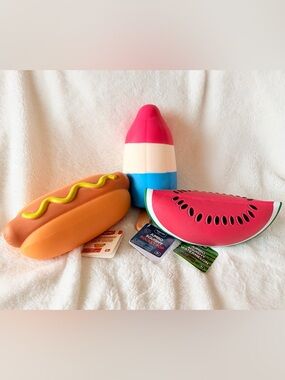 Five Below Summer Squishy Fidget Toy Trio - Hotdog, Rocket Pop, Watermelon